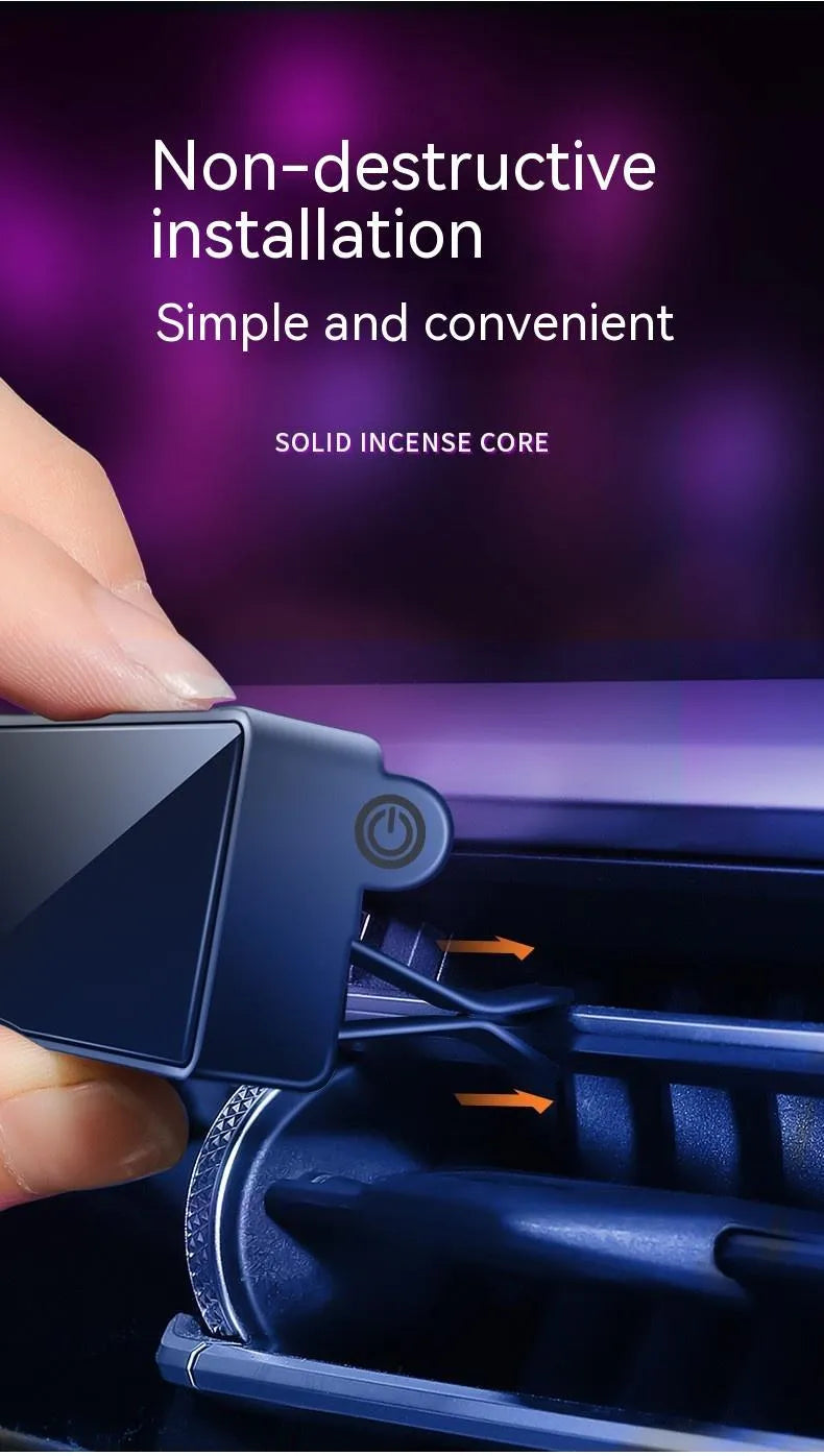 Black car vent aromatherapy LED ambience light and auto perfume deodorist with fragrance stick
