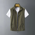 Men's slim-fit rabbit fur vest with a hood in army green colour
