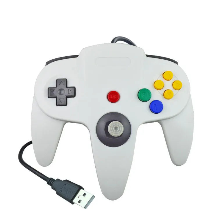 USB N64 computer game handle with plastic shell in blue colour for PC retro gaming