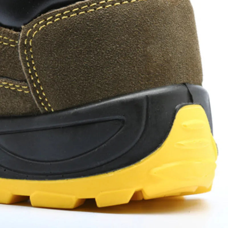 Bronze steel toe safety shoes with cow suede upper and non-slip sole