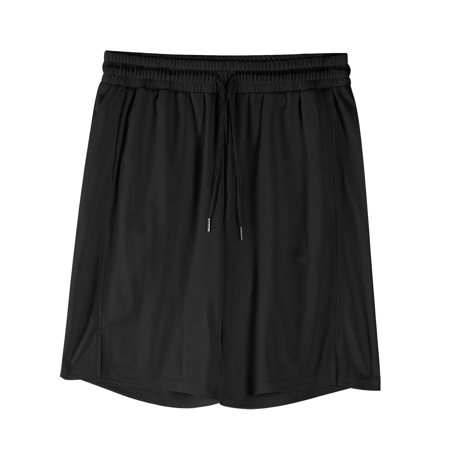 Men's quick-drying mesh shorts in black and white with elastic waist and loose fit