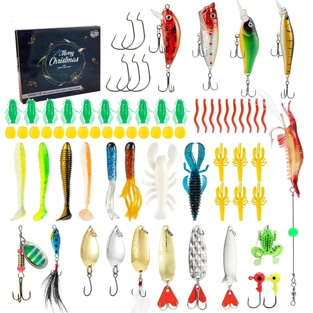 Christmas-themed Mino Bog 24-piece metal fishing tackle blind box set in 01 Style colour