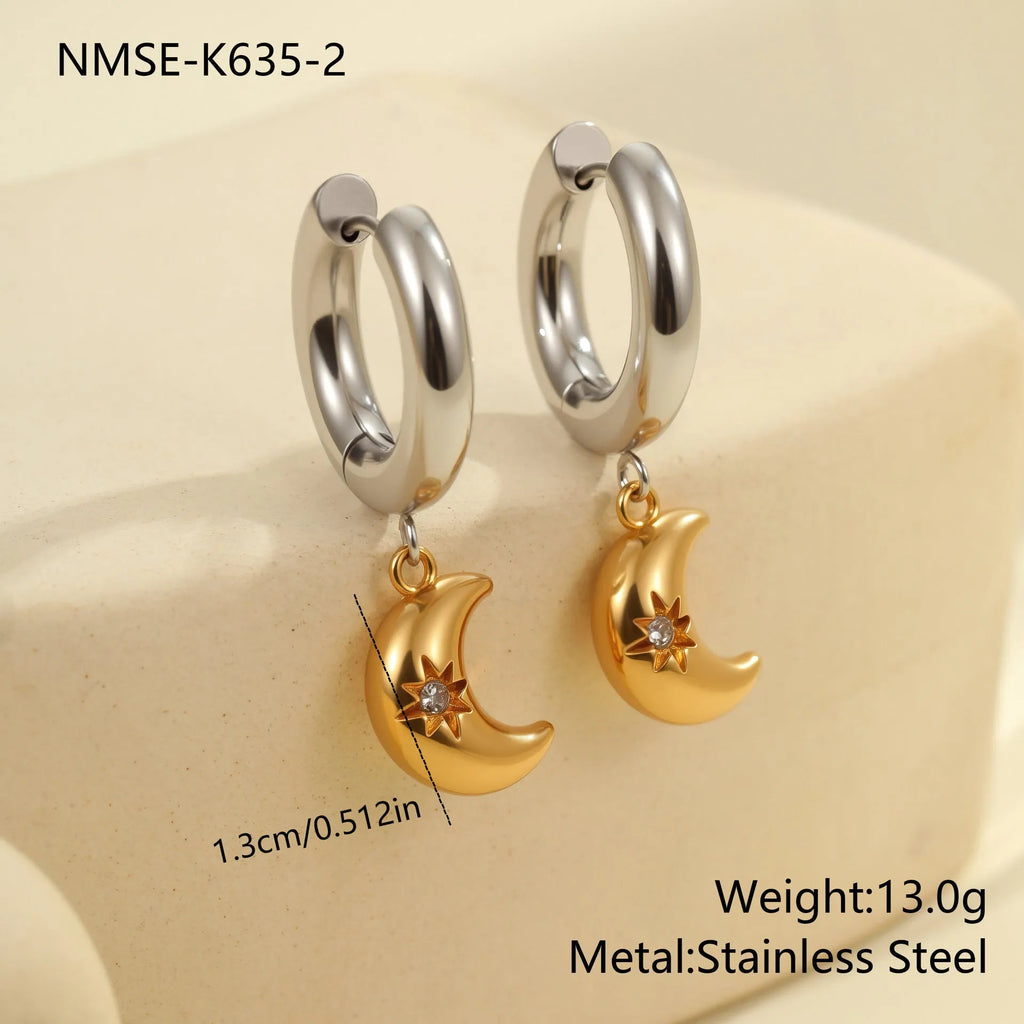 Women's stainless steel Christmas tree heart earrings with 18K gold electroplated finish