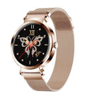 Zinc alloy smart bracelet ladies jewelry watch with 1.28 inch screen in gold, compatible with Android and iOS