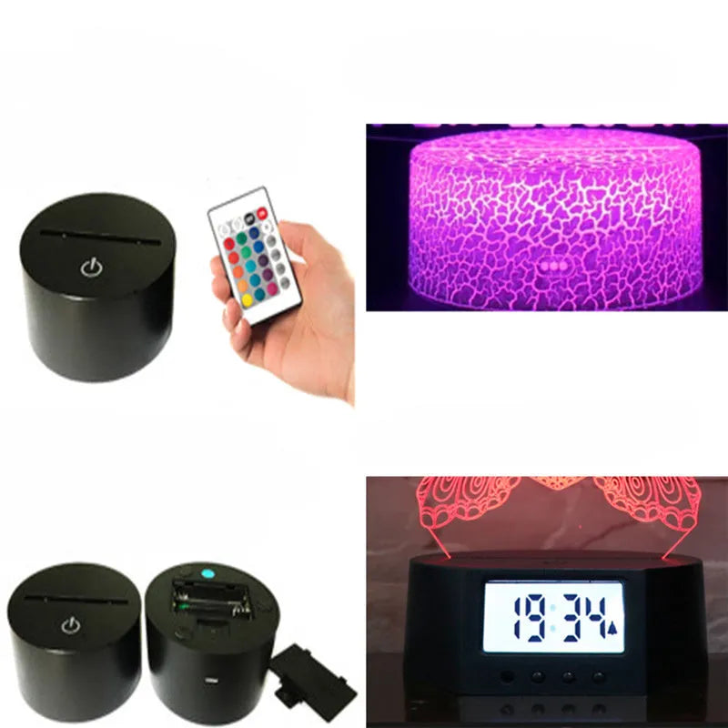 3D blue shark LED table lamp on a desk with colourful glow, showing remote control.