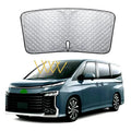 Silver aluminium custom-fit windshield sunshade for Toyota Noah XOVY 90 series vehicle