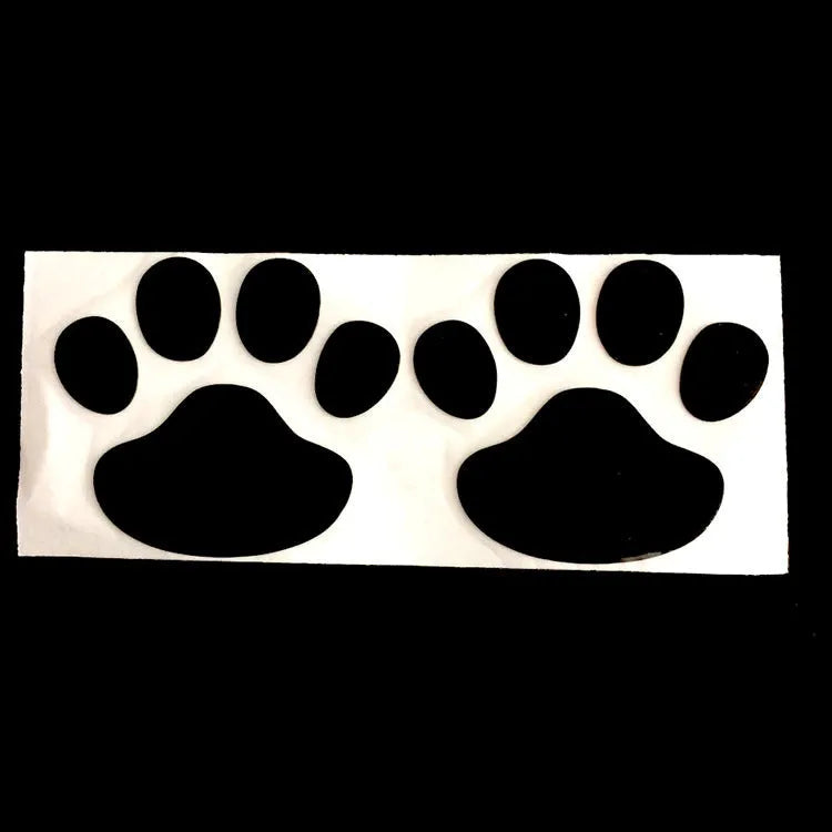 PVC hand-shaped brush car sticker with dog footprints pattern in black, silver, red, or gold.