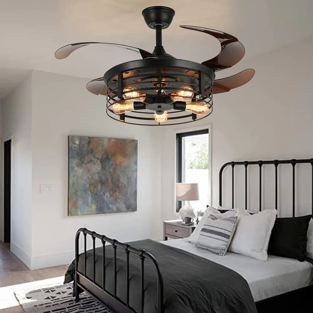 42 inch invisible ceiling fan lamp with acrylic blades and remote control