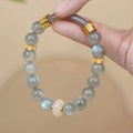 Emerald green Tian Shan Cui half bracelet with floating flower girl round motif, 20g women's national style accessory