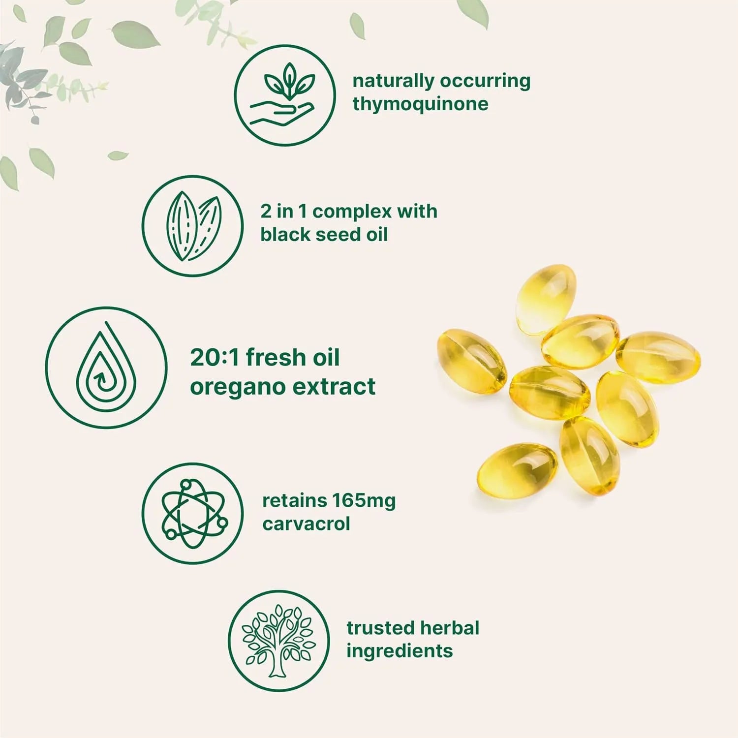 Pack of Butter Black Seed Oil Soft Capsules, 500mg per capsule, showing 180 or 300 count option.