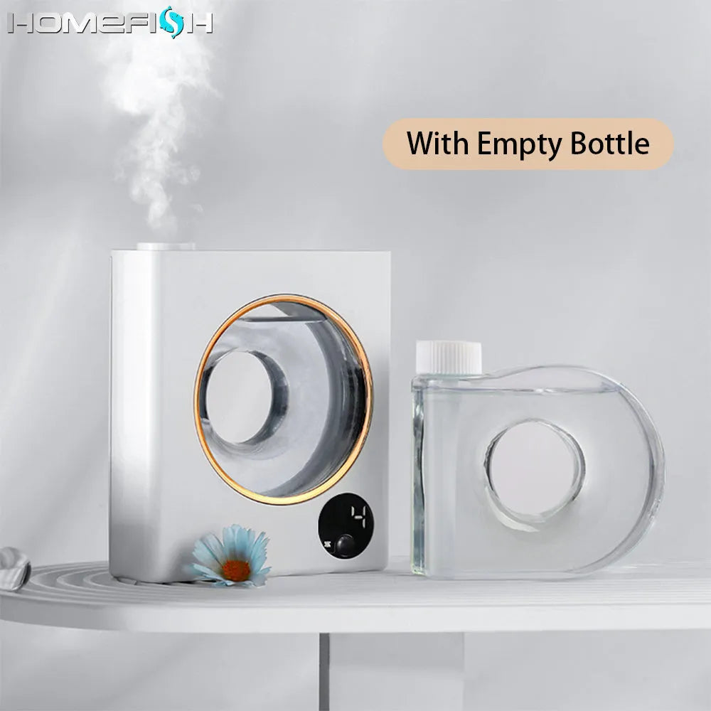 Small white automatic aromatherapy machine mounted on wall with USB charging cable