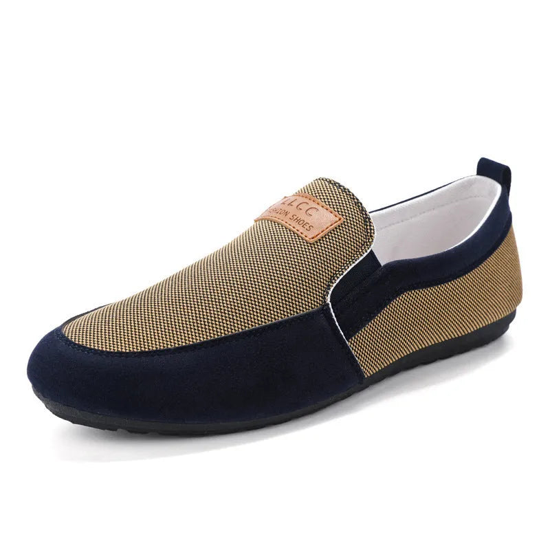 Men's canvas casual board shoes in grey with rubber sole and lace-up closure
