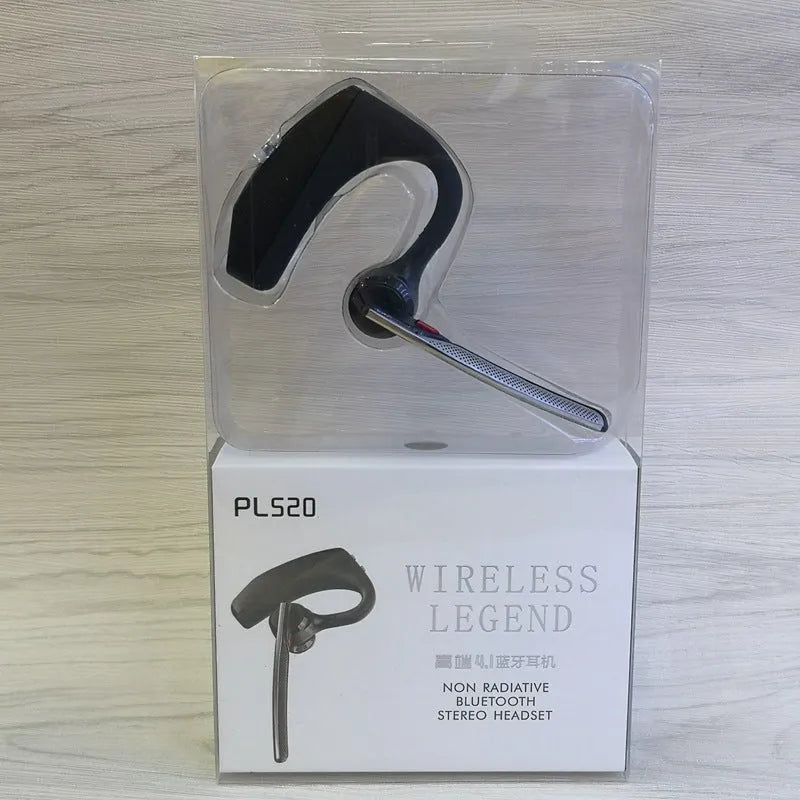 Black Bluetooth sports in-ear headphones with a plastic housing and visible USB port.