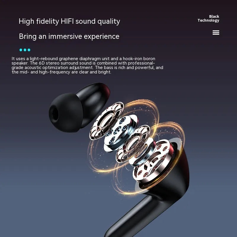 Black wireless Bluetooth earplug headset with PC+ABS body and Jerry chip