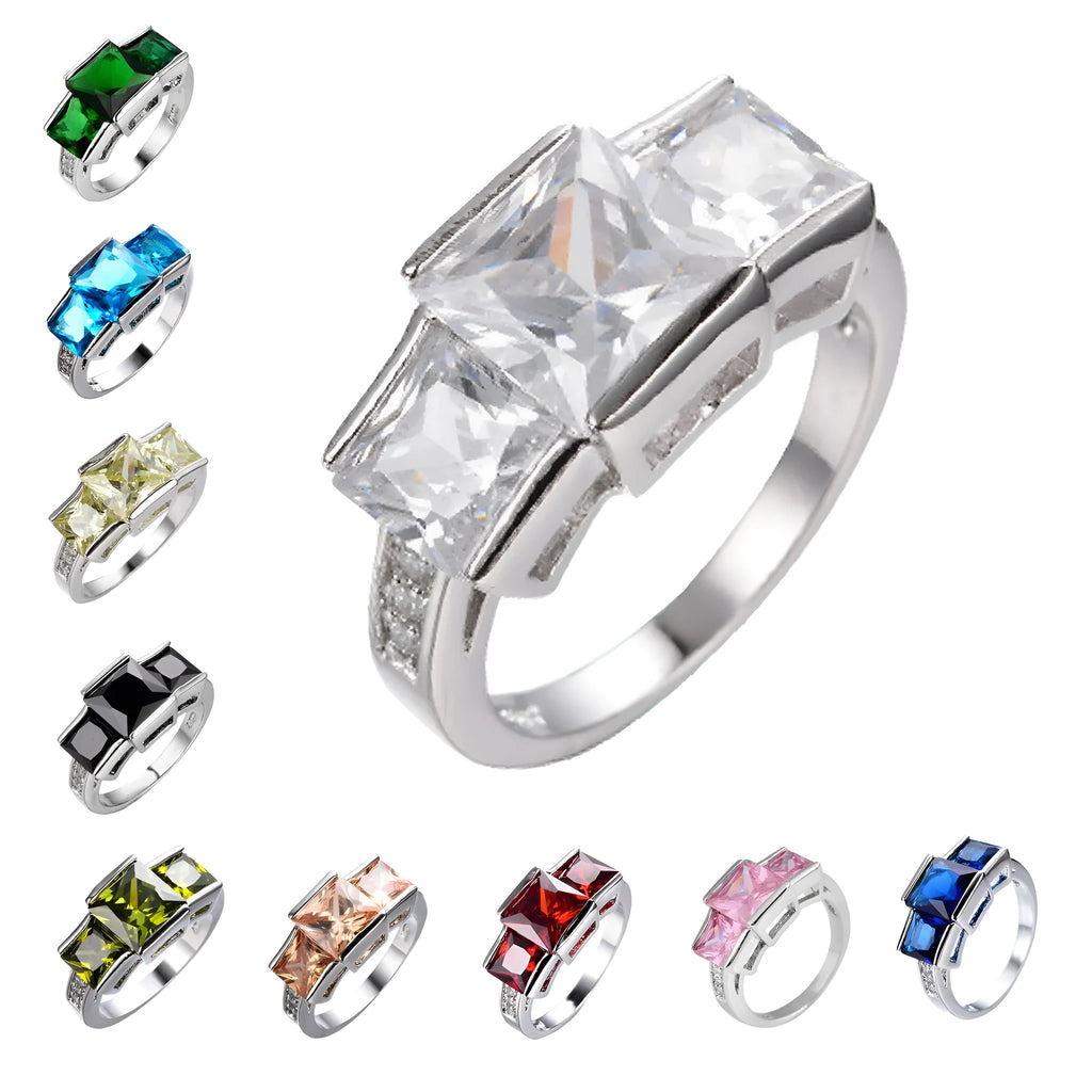 Wholesale geometric copper ring in multiple colours showing silver, gold, pink, blue, and green electroplated finishes.