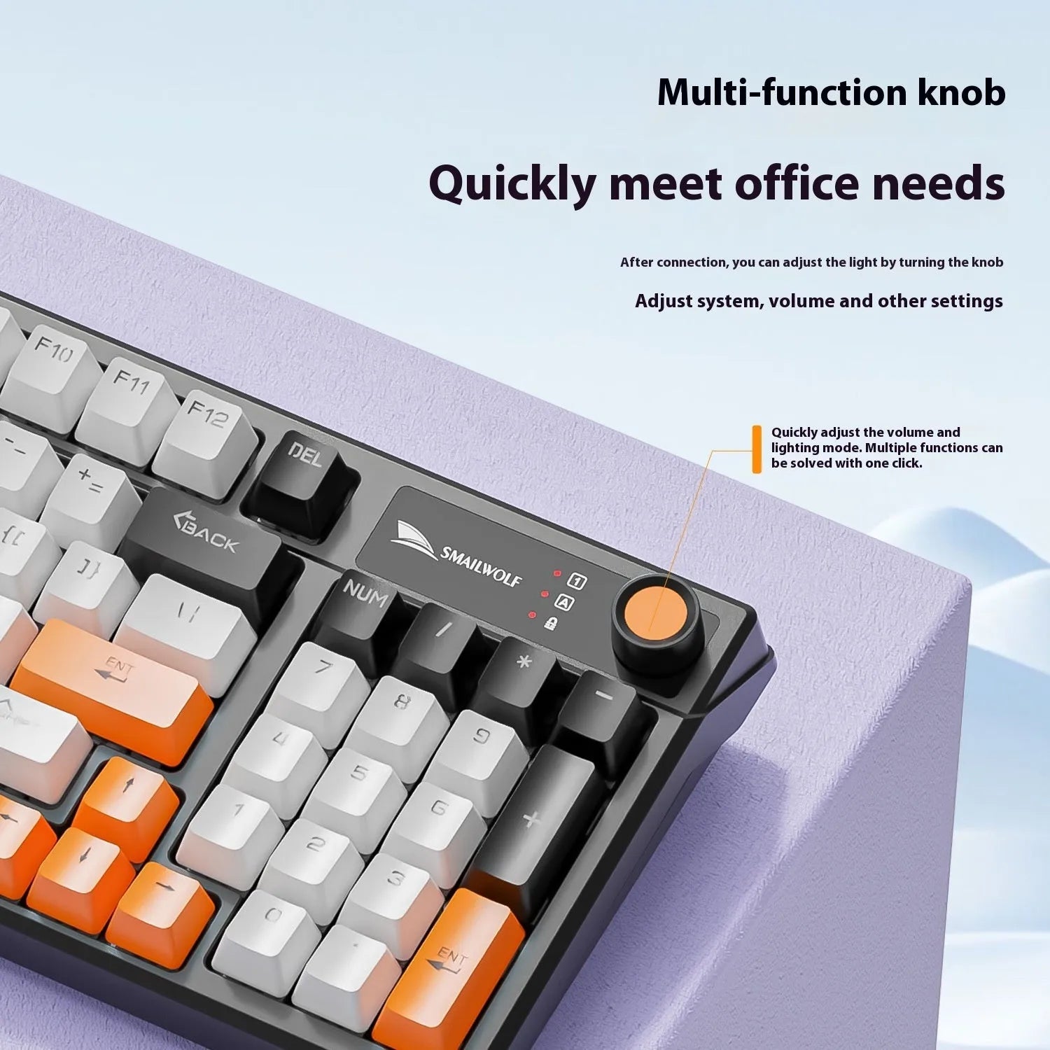 SK15 wired mechanical keyboard with control knobs in Autumn Water Blue colour for laptop gaming