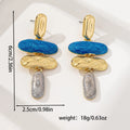 Geometric zinc alloy stud earrings with multicolour electroplated finish for women