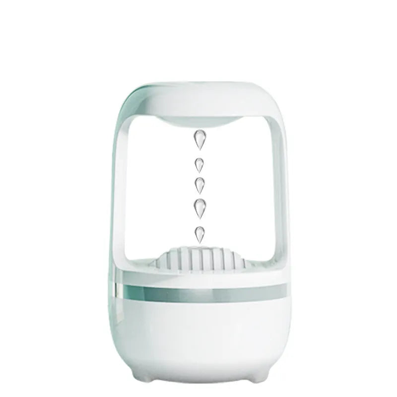 Anti gravity water drop backflow humidifier with 500ml tank in white on a desk