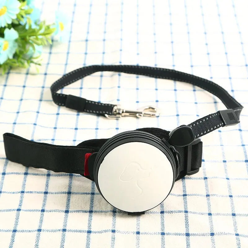 Automatic retractable dog leash extended to 3 metres with secure clip attachment
