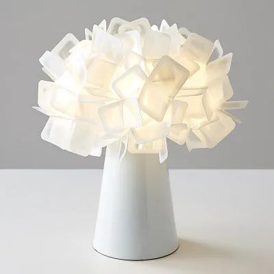 Nordic bedside table lamp in five colour options showing three light temperature settings