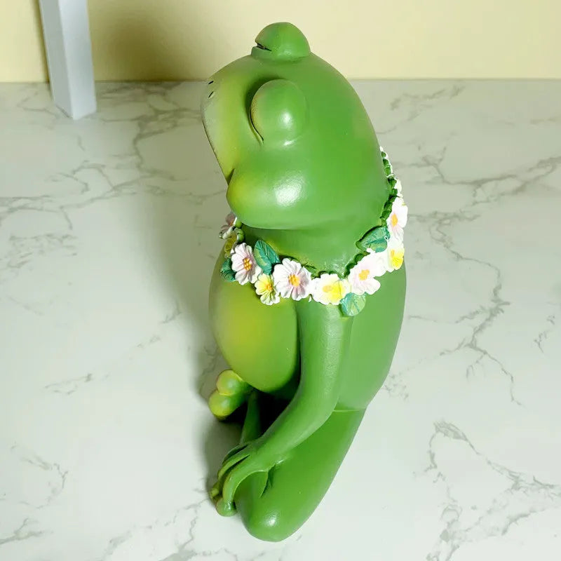 A small European-style magic yoga frog ornament in RDW123 colour, made from plastic and resin.