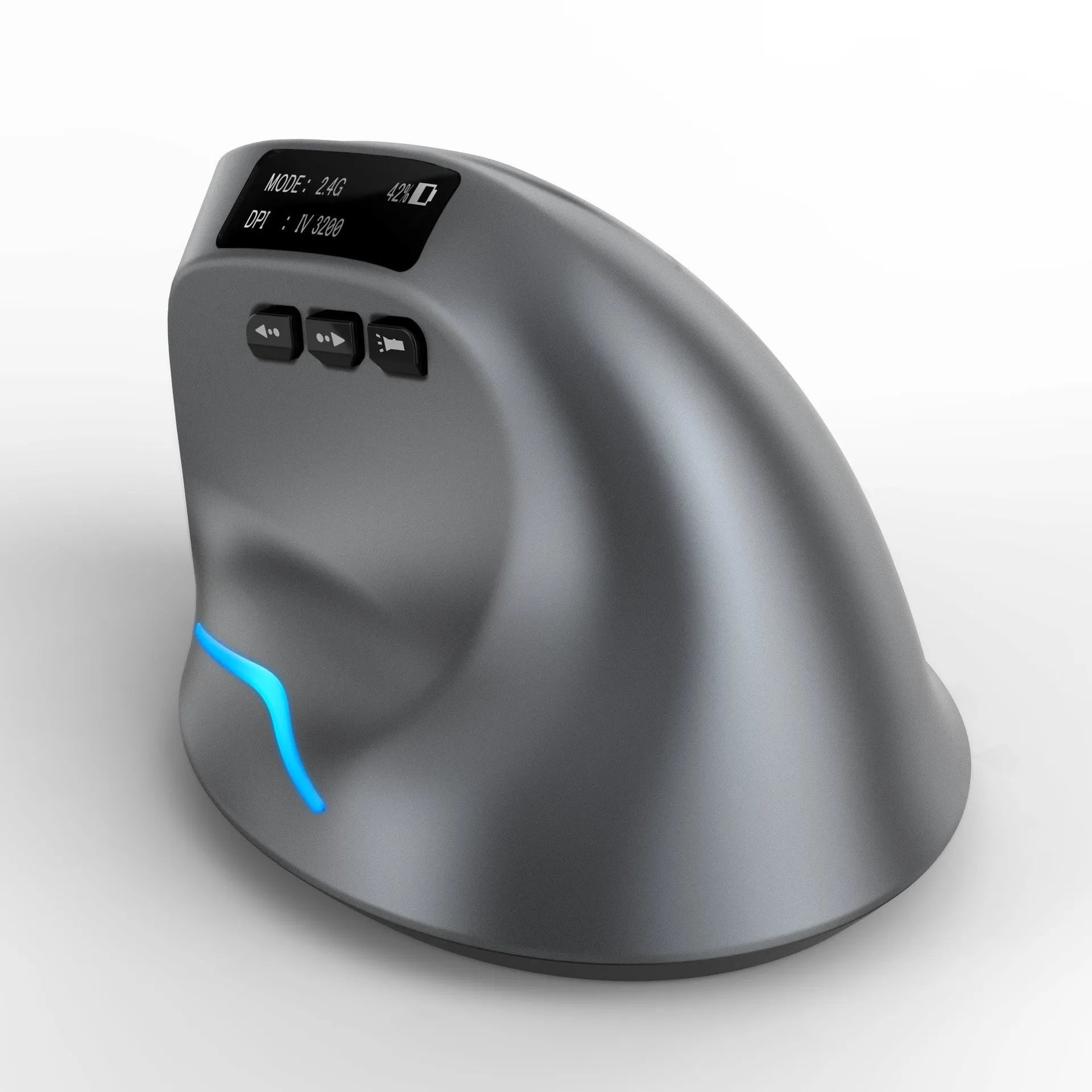 Gray self-charging Bluetooth dual-mode vertical mouse for laptop