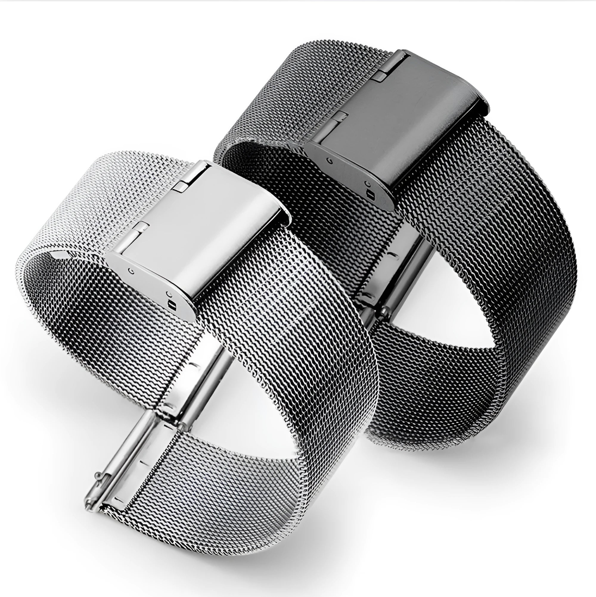 Milani stainless steel watch band with woven silk-style texture in silver, black, rose gold, or gold colour