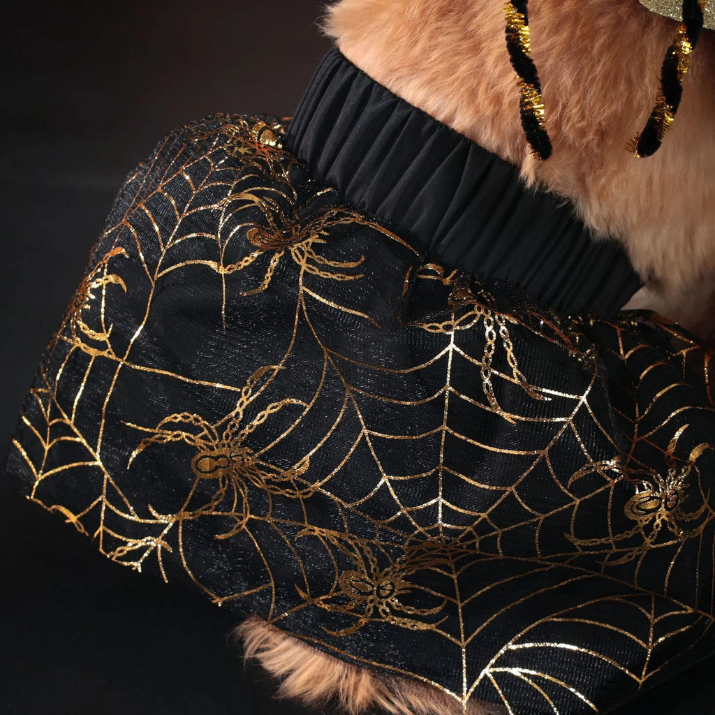 Halloween dog costume suit in polyester fabric showing complete pet clothing for canine dress-up