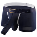 Men's solid colour ice silk boxers in mid waist style showing grey, black, green and blue options