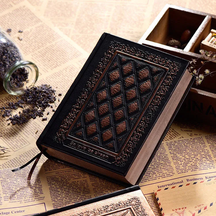 A4 embossed faux leather notepad with three-dimensional textured cover in bronze colour