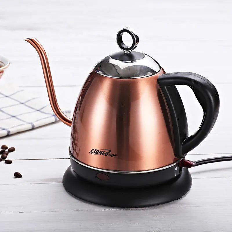 Full-automatic stainless steel kettle with touch control panel in gold colour