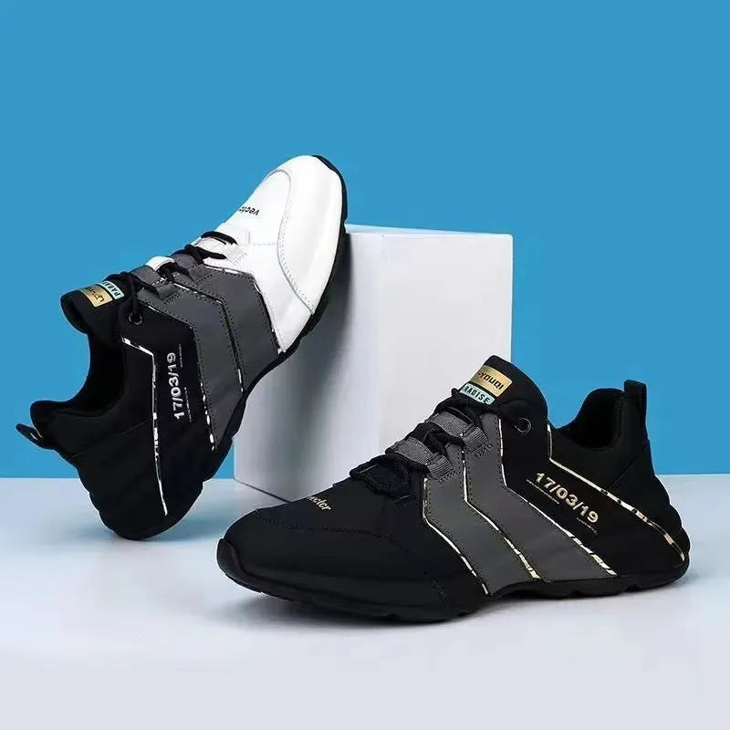 Low-top casual sneaker with thick plastic sole and mesh lining in grey and black colourway.