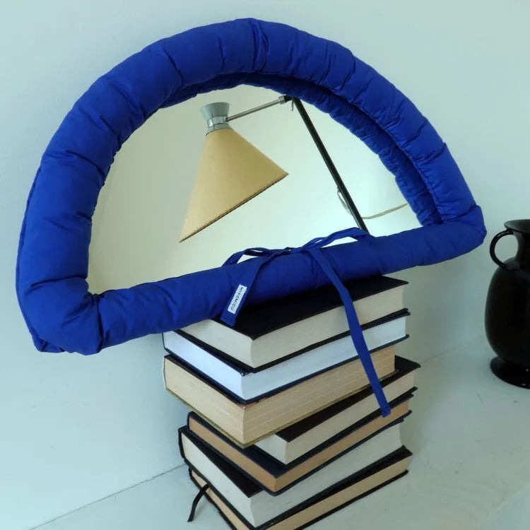 White hanging soft cotton-filled fabric mirror 23x40x5CM wall mounted modern simple style