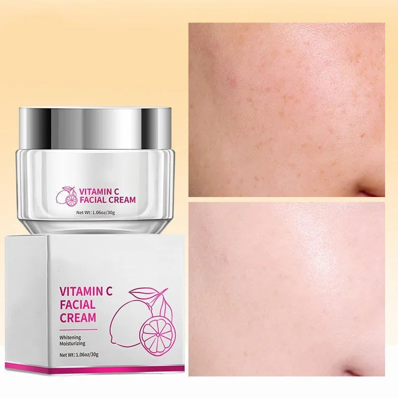30g Vitamin C Face Cream jar with universal skin type labelling, showing compact 6 cm size.