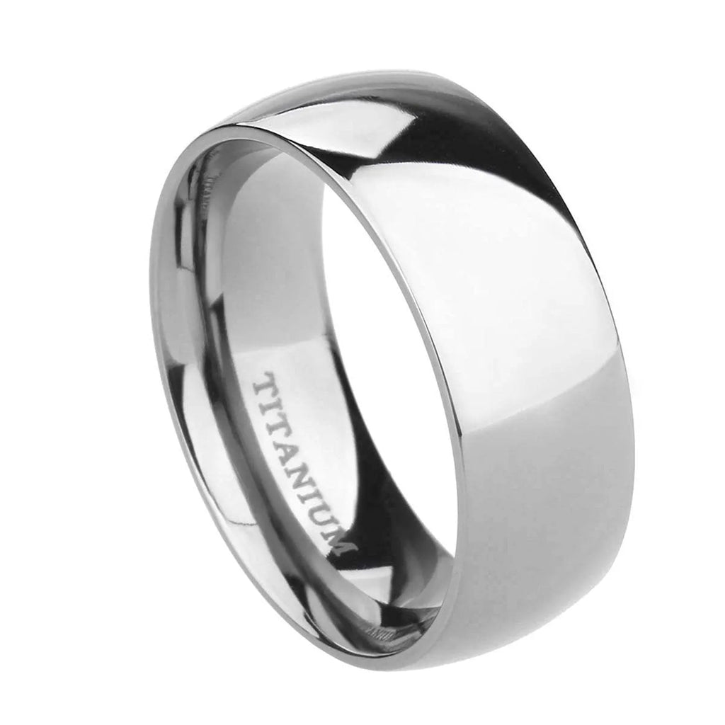 Silver-coloured plain titanium band ring shown in three different widths: 2mm, 4mm, and 6mm.