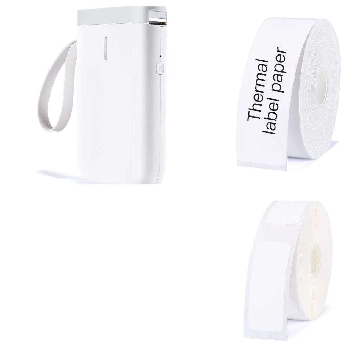 D11 compact black Bluetooth thermal label printer with LCD screen on a desk.