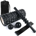 Black 33cm foam roller massage stick with six-piece construction