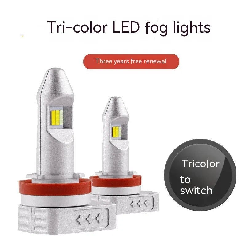 Universal LED fog lamp bulb with aluminium housing on a white background