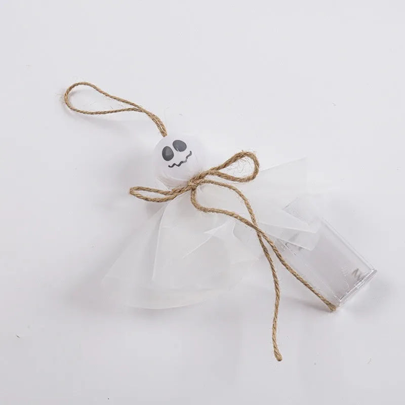 Halloween LED lighting chain with colourful ghost-themed bulbs and battery box for venue decoration