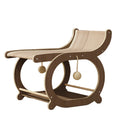 Solid wood sisal cat scratching mat with integrated recliner bed in walnut colour