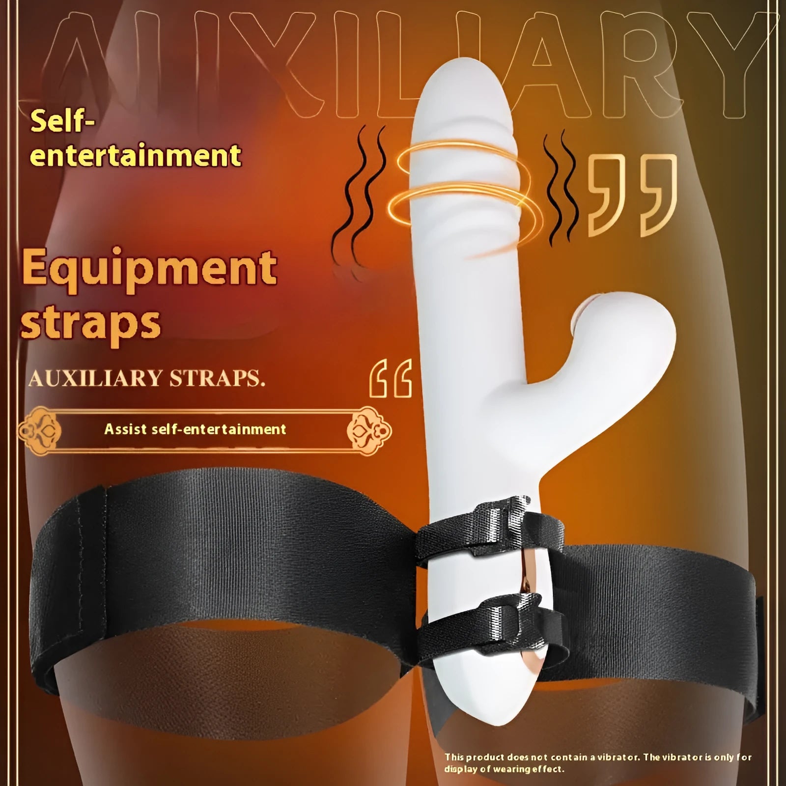 Black knitted belt strap for adult toy tools on a neutral background.