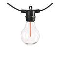 Waterproof outdoor string lights with 10 transparent meteor bulbs on 5-metre cable for garden and event decoration