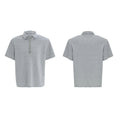 Loose fit black men's polo shirt with square collar, short sleeves, and embroidered sequin detailing.