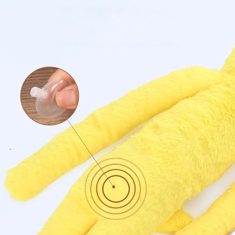 Plush interactive dog toy with rattle and crinkly paper for large breeds, available in pink and yellow