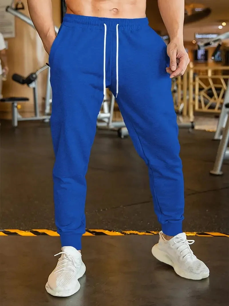 Men's linen leisure trousers in loose fit with elastic lace waist and drawstring, shown in colour option G52P064.