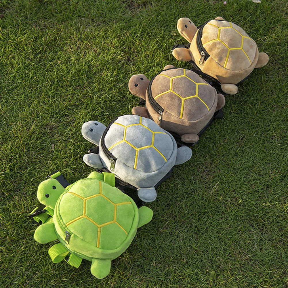 Cartoon turtle shape dog backpack harness vest in velvet material with metal zipper