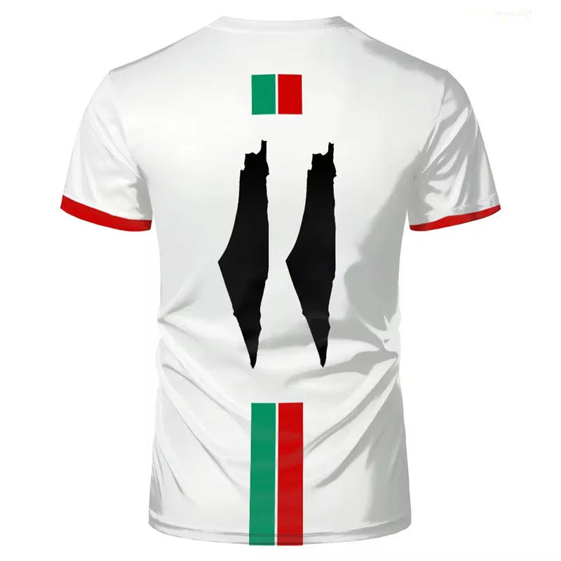3D printed football T-shirt with stereoscopic pattern in street fashion style