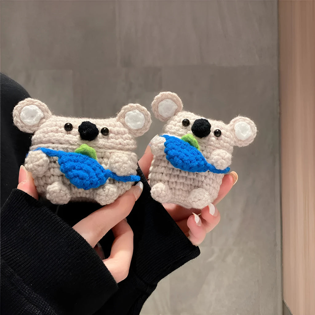 Handmade knitted koala bear backpack design protective sleeve for Apple AirPods
