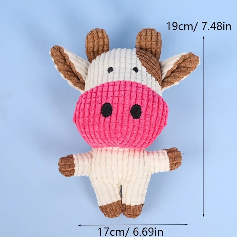 Cute animal shape plush dog chew toy in bright colour for small medium dogs and cats with squeaky sound