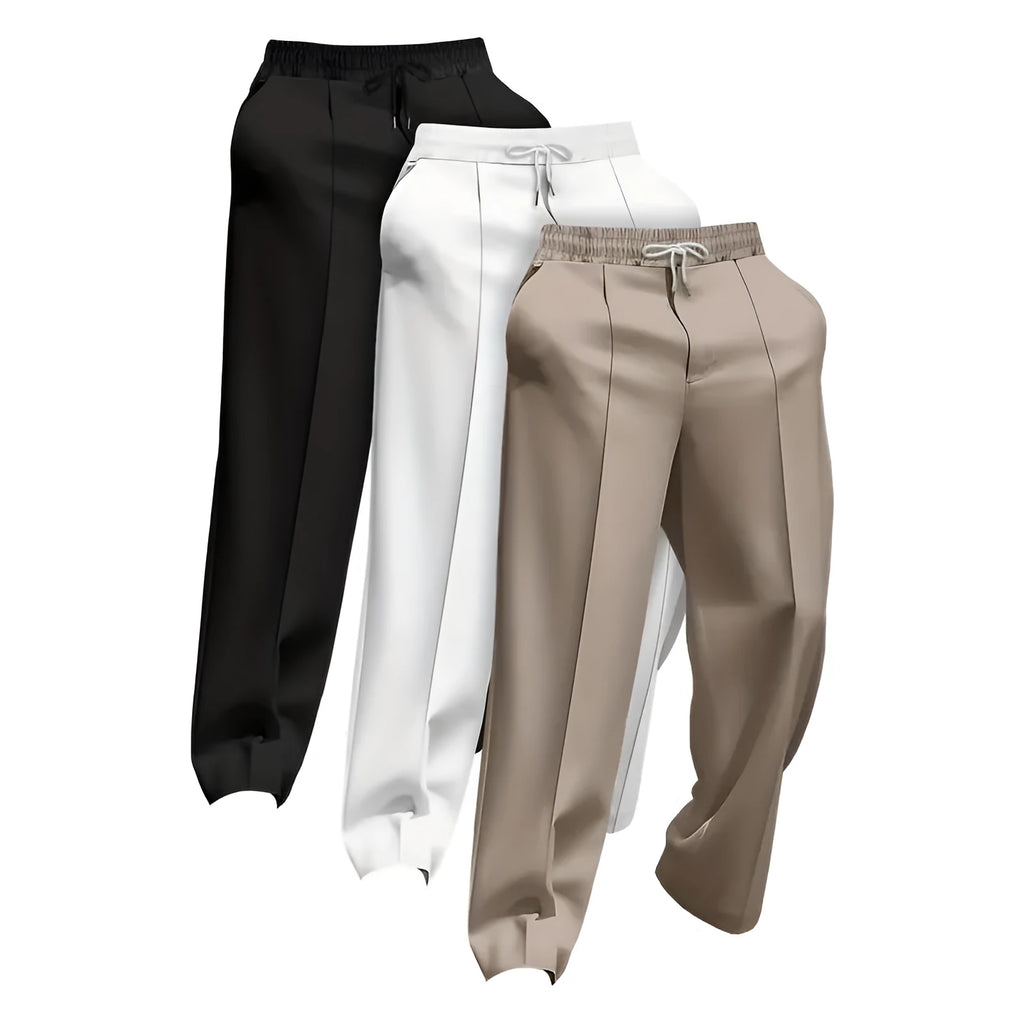 European American mens fashion solid colour loose linen corduroy trousers uniform set of 3